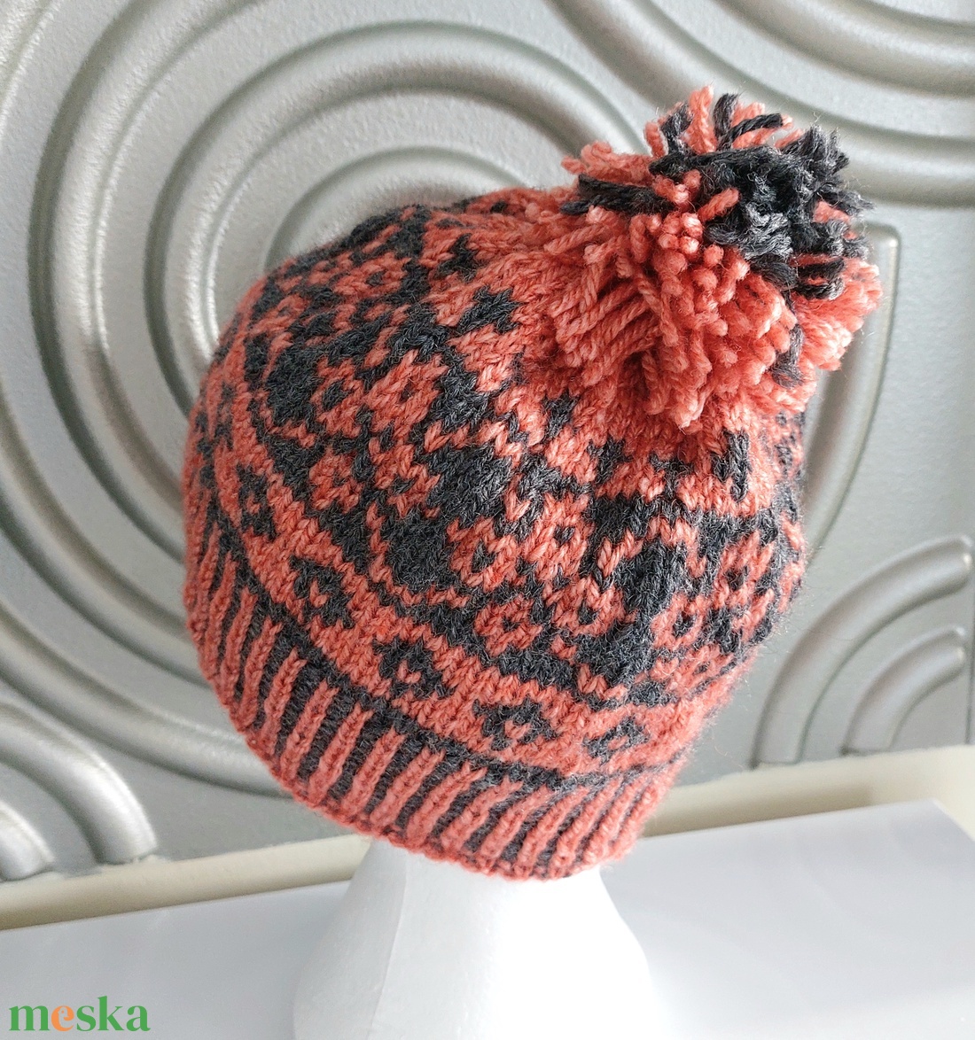 Kézzel kötött norvég mintás sapka  - ruha & divat - sál, sapka, kendő - sapka - Meska.hu