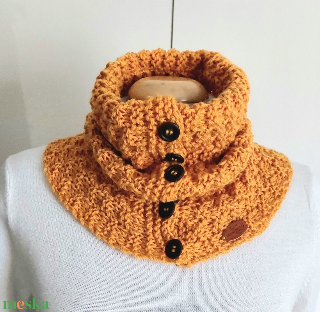 Mustár kötött nyakmelegítő  - ruha & divat - sál, sapka, kendő - sál - Meska.hu