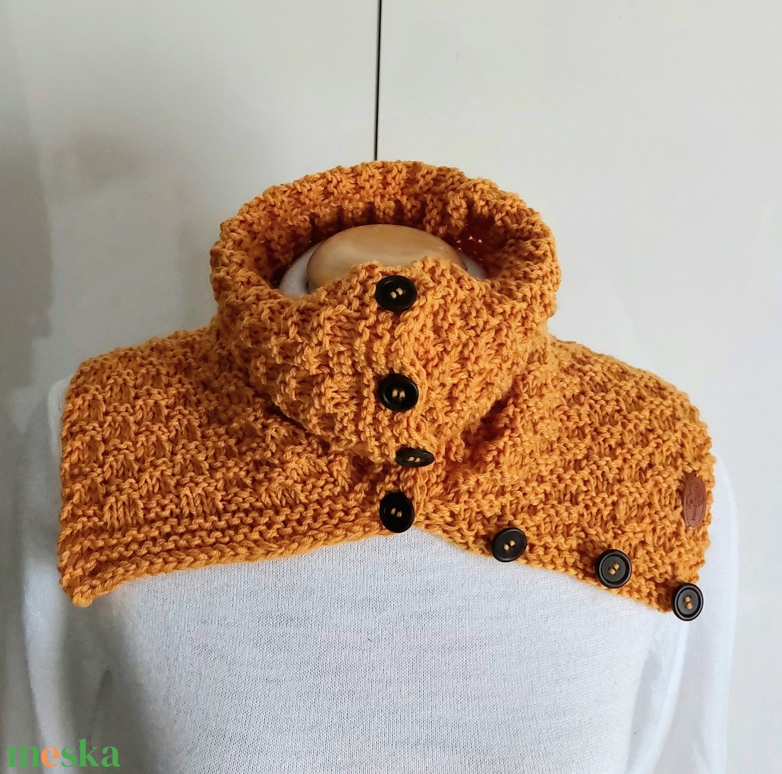 Mustár kötött nyakmelegítő  - ruha & divat - sál, sapka, kendő - sál - Meska.hu