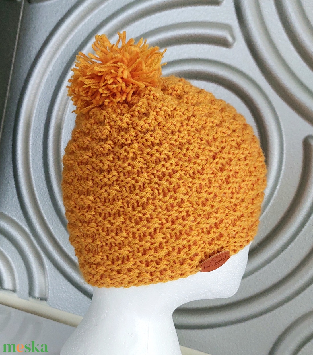 Mustár sárga Kötött Sapka  - ruha & divat - sál, sapka, kendő - sapka - Meska.hu