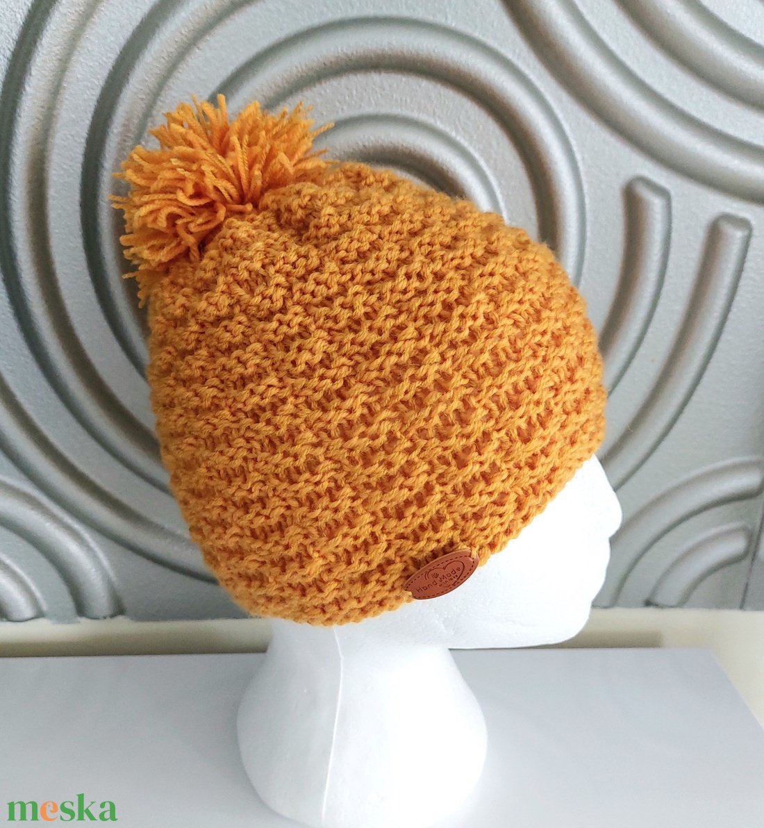 Mustár sárga Kötött Sapka  - ruha & divat - sál, sapka, kendő - sapka - Meska.hu