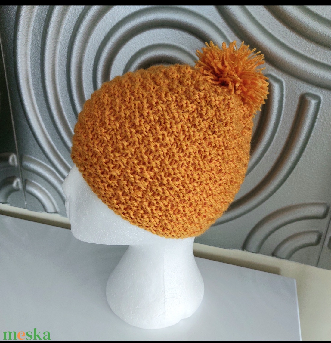 Mustár sárga Kötött Sapka  - ruha & divat - sál, sapka, kendő - sapka - Meska.hu