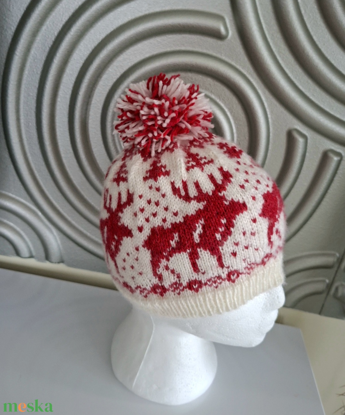 Kézzel kötött norvég mintás sapka  - ruha & divat - sál, sapka, kendő - sapka - Meska.hu
