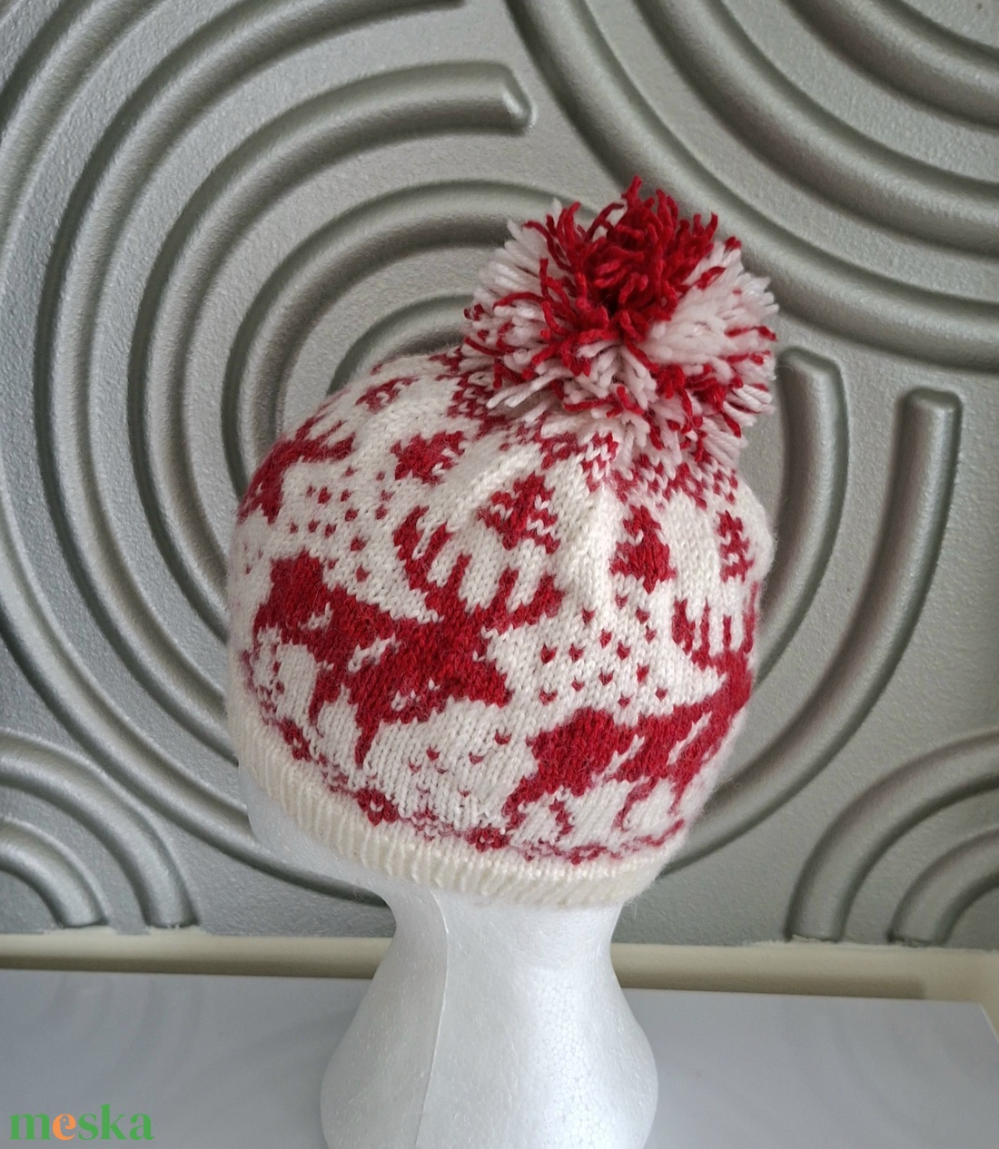 Kézzel kötött norvég mintás sapka  - ruha & divat - sál, sapka, kendő - sapka - Meska.hu