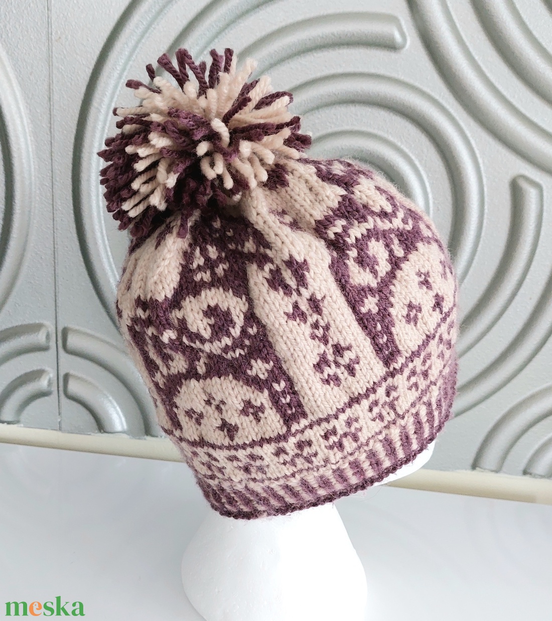 Kézzel kötött norvég mintás sapka  - ruha & divat - sál, sapka, kendő - sapka - Meska.hu