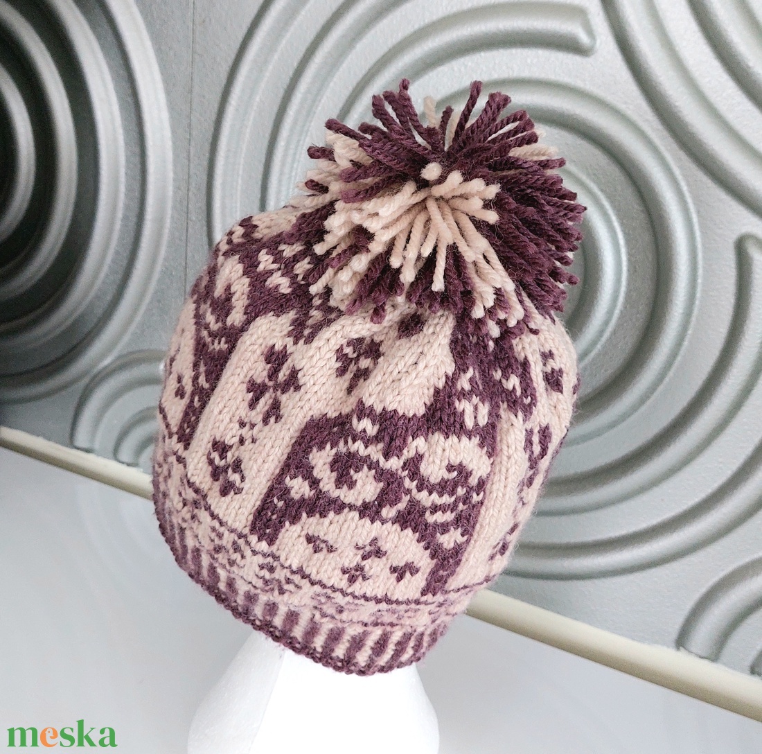 Kézzel kötött norvég mintás sapka  - ruha & divat - sál, sapka, kendő - sapka - Meska.hu