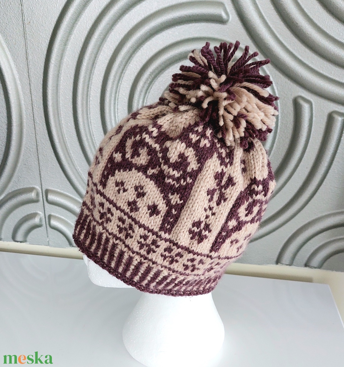 Kézzel kötött norvég mintás sapka  - ruha & divat - sál, sapka, kendő - sapka - Meska.hu