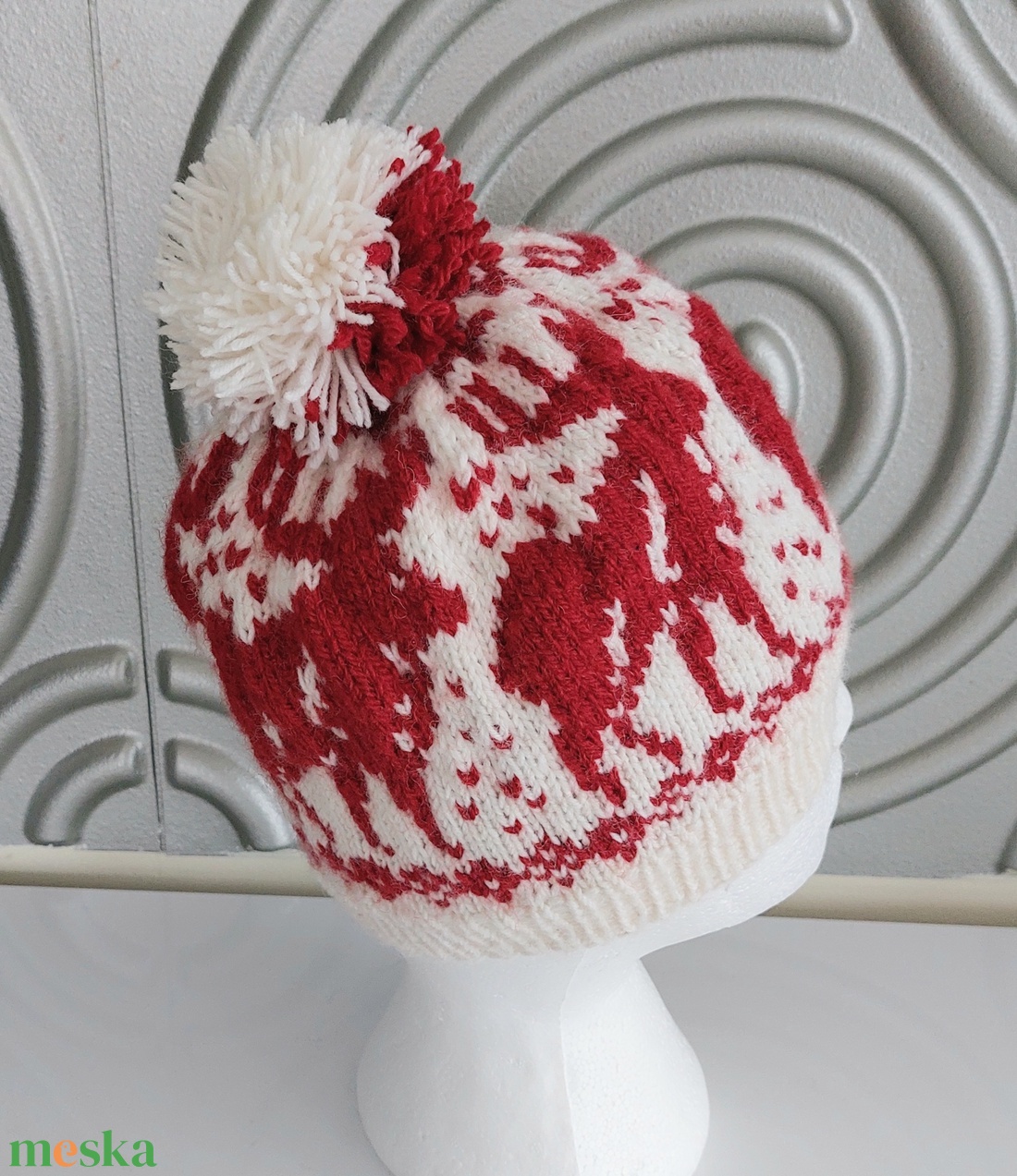 Kézzel kötött norvég mintás sapka  - ruha & divat - sál, sapka, kendő - sapka - Meska.hu