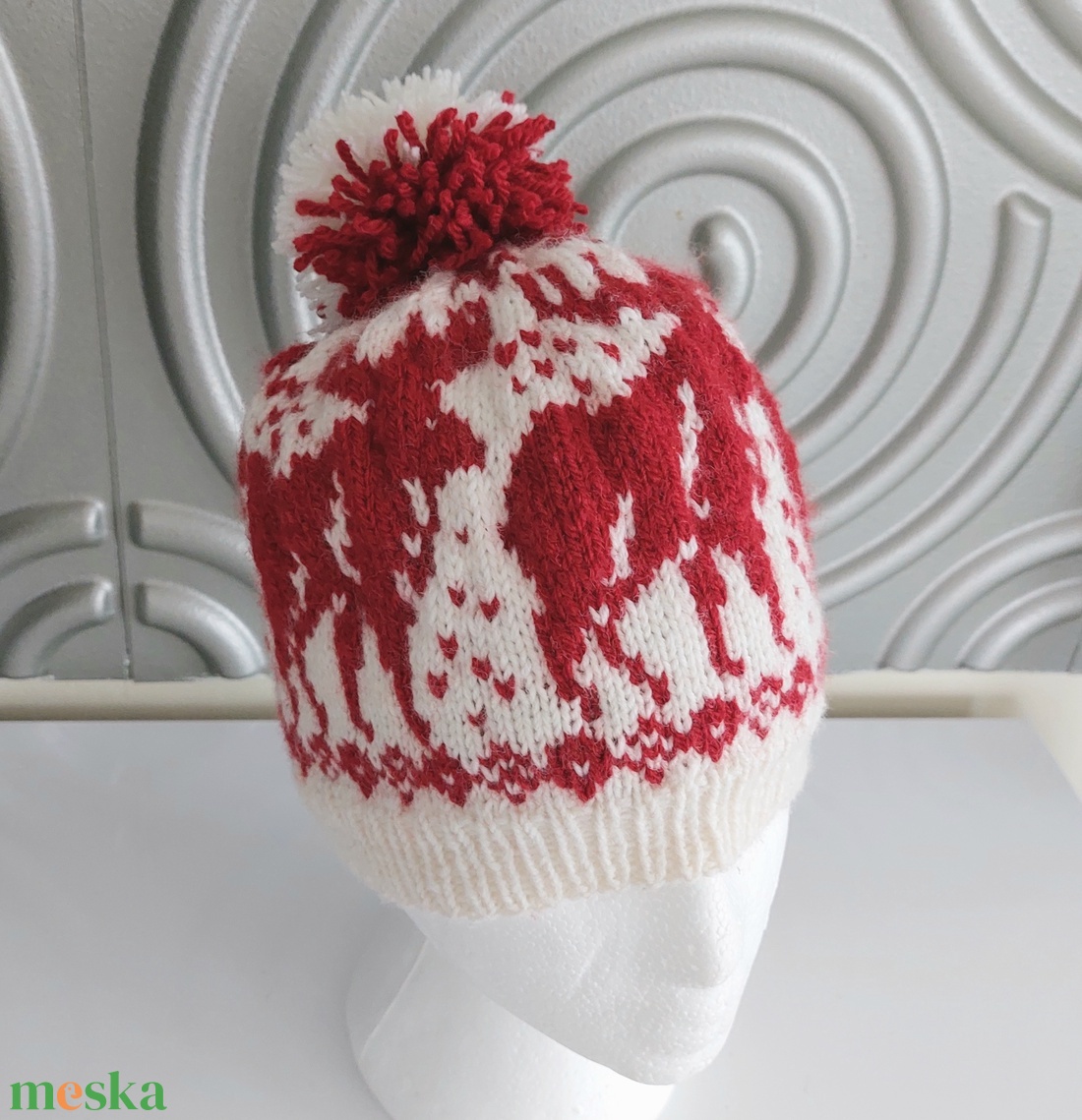 Kézzel kötött norvég mintás sapka  - ruha & divat - sál, sapka, kendő - sapka - Meska.hu