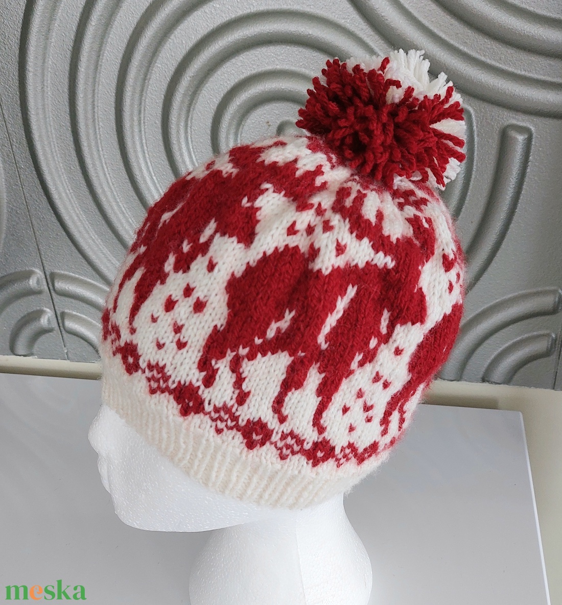 Kézzel kötött norvég mintás sapka  - ruha & divat - sál, sapka, kendő - sapka - Meska.hu