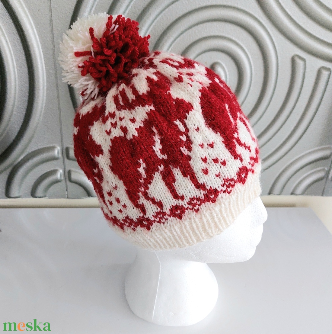 Kézzel kötött norvég mintás sapka  - ruha & divat - sál, sapka, kendő - sapka - Meska.hu