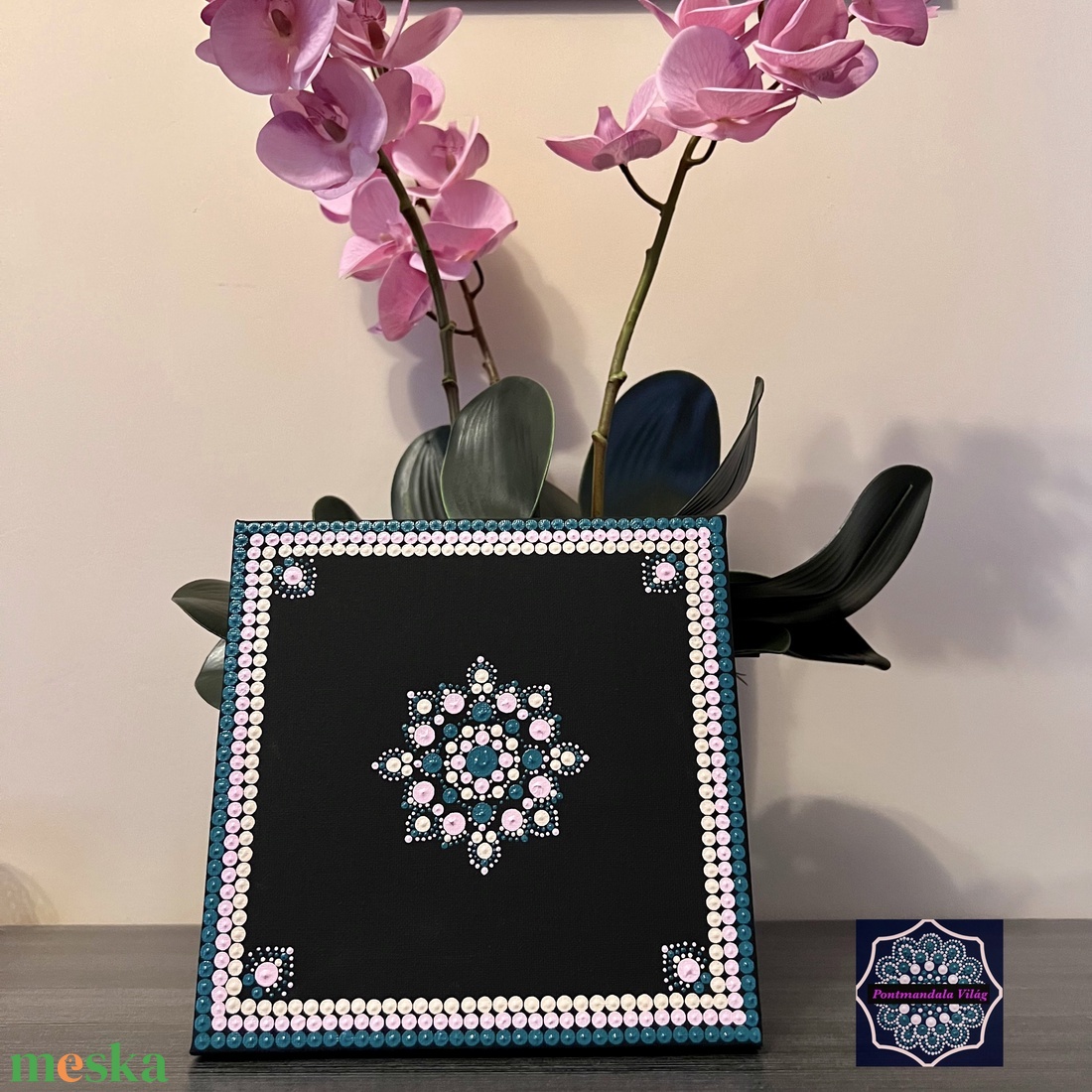 Türkiz-rózsaszín pontmandala festmény, 20 cm-es feszített vászon - művészet - festmény - akril - Meska.hu Türkiz-rózsaszín pontmandala festmény, 20 cm-es feszített vászon - művészet - festmény - akril - Meska.hu