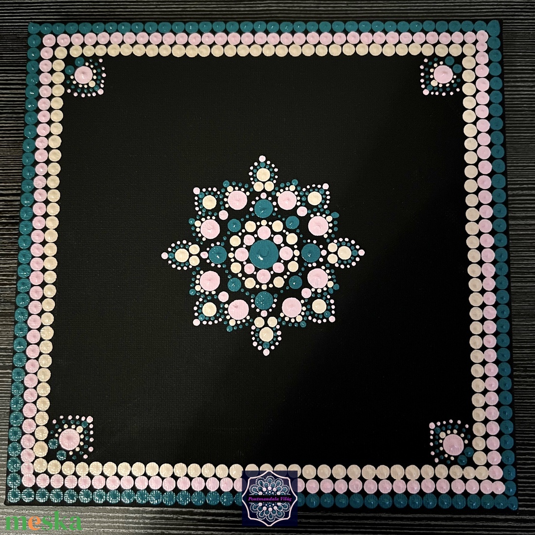 Türkiz-rózsaszín pontmandala festmény, 20 cm-es feszített vászon - művészet - festmény - akril - Meska.hu Türkiz-rózsaszín pontmandala festmény, 20 cm-es feszített vászon - művészet - festmény - akril - Meska.hu