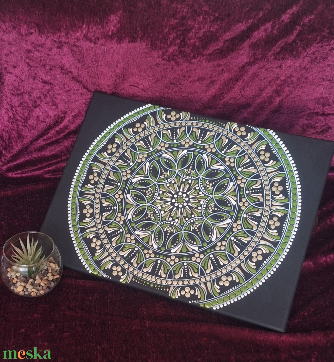 Gyógyító Mandala 40x30cm kézzel festett spirituális lakásdekoráció - művészet - festmény - akril - Meska.hu