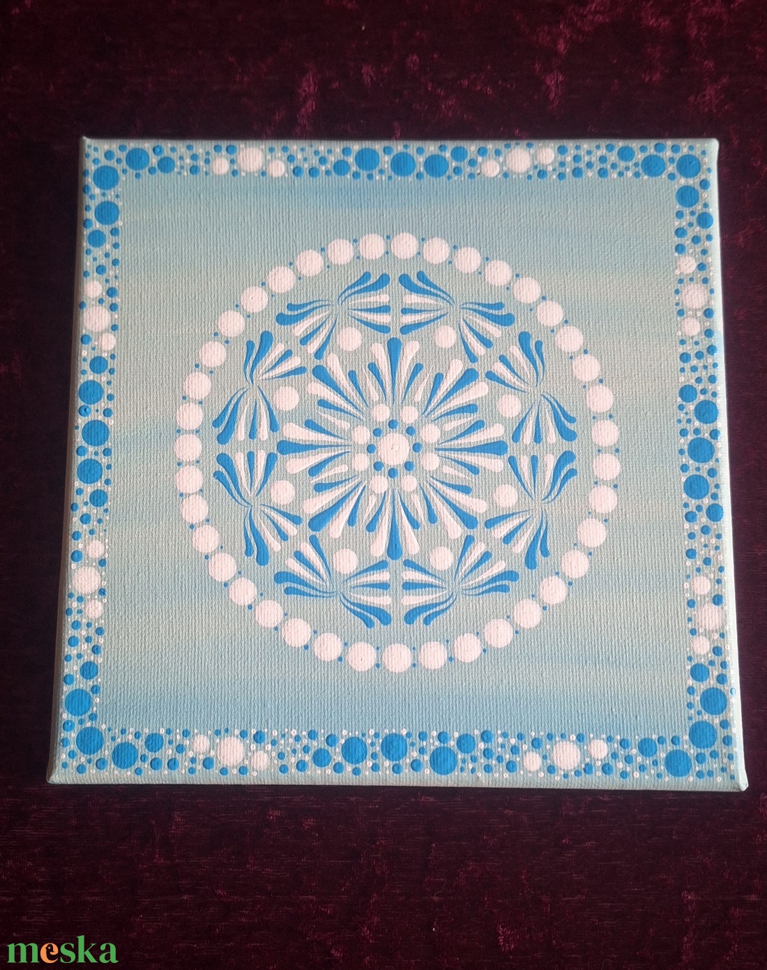 Pasztell varázs-Égkék (20x20 cm kézzel festett mandala) - otthon & életmód - dekoráció - spiritualitás - mandala - Meska.hu