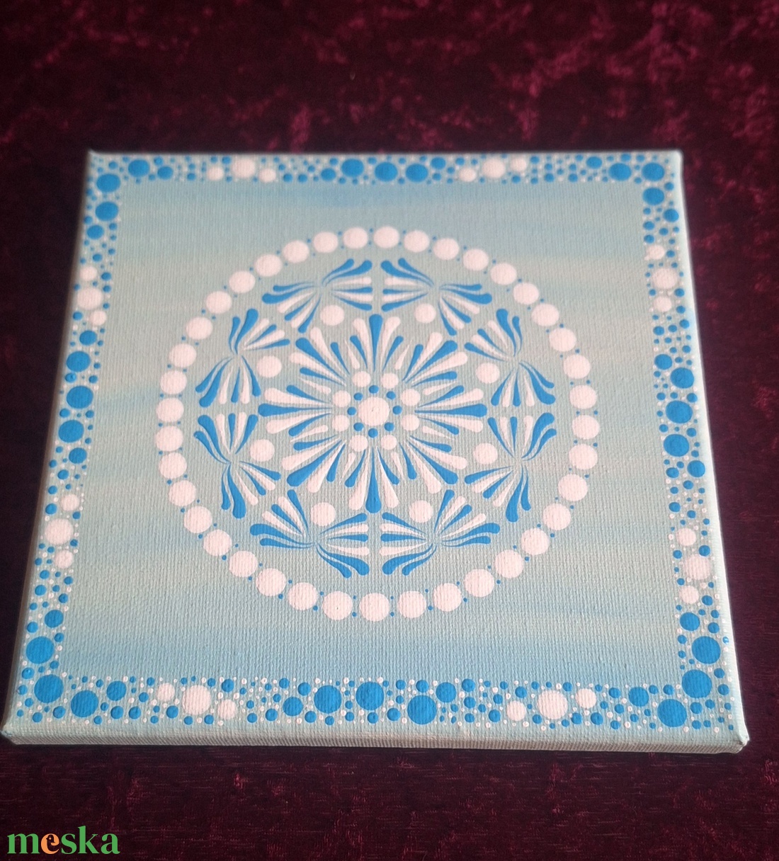 Pasztell varázs-Égkék (20x20 cm kézzel festett mandala) - otthon & életmód - dekoráció - spiritualitás - mandala - Meska.hu