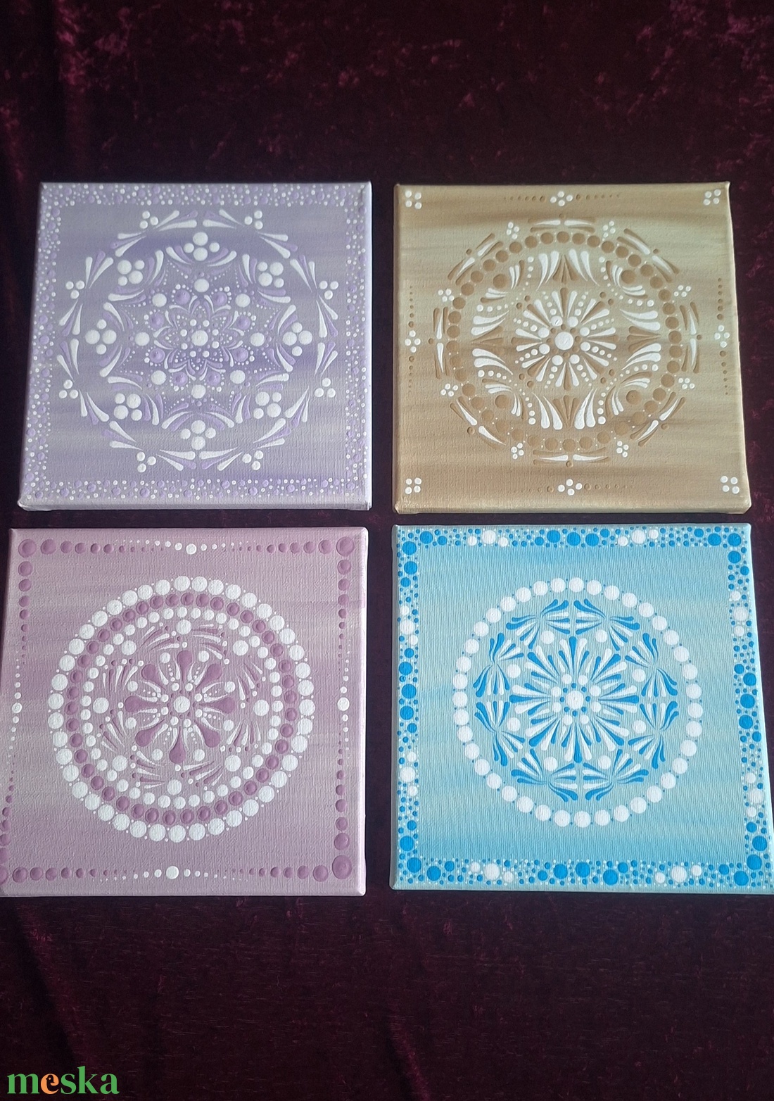 Pasztell varázs-Égkék (20x20 cm kézzel festett mandala) - otthon & életmód - dekoráció - spiritualitás - mandala - Meska.hu
