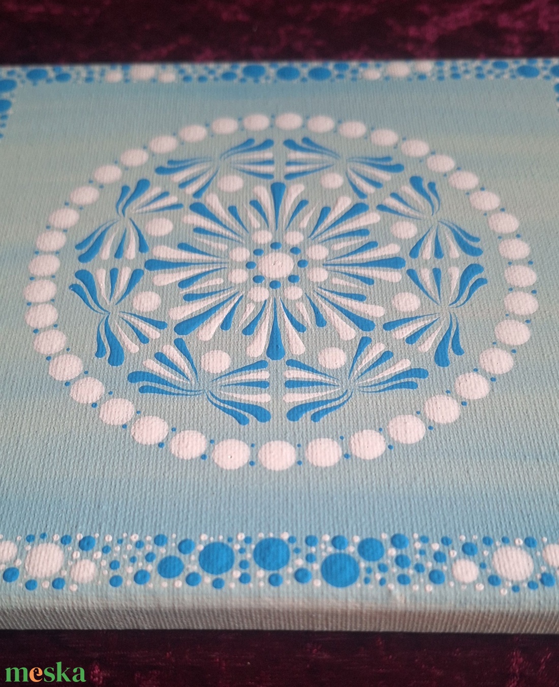 Pasztell varázs-Égkék (20x20 cm kézzel festett mandala) - otthon & életmód - dekoráció - spiritualitás - mandala - Meska.hu