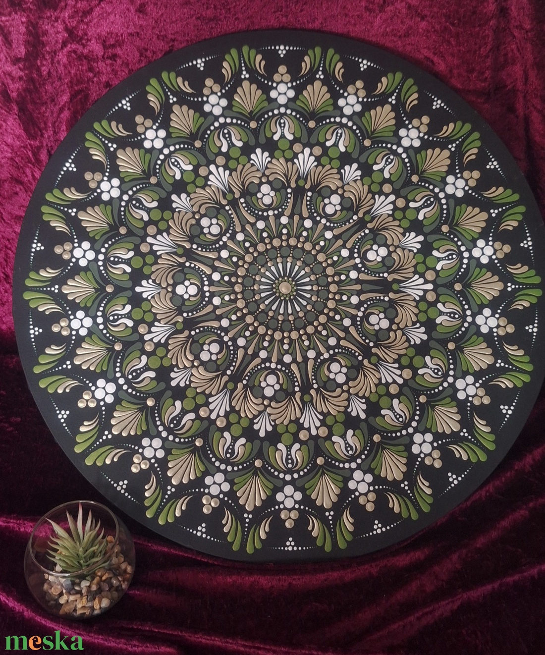 Szívcsakra Meditáció Mandala-50cm-Egyedi fali dekoráció  - otthon & életmód - dekoráció - spiritualitás - mandala - Meska.hu