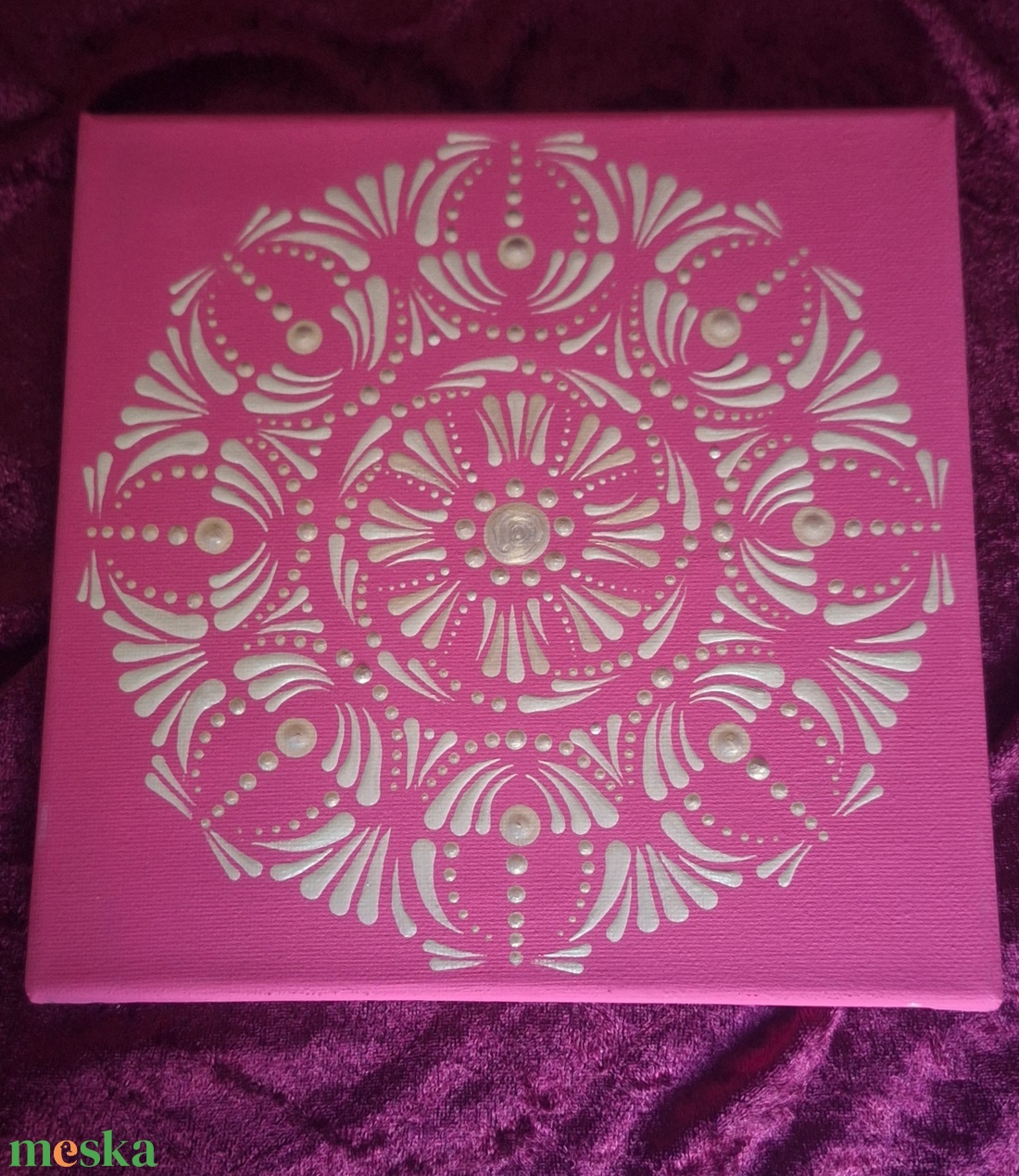 Magenta-Delux Selyem fényű pontozott mandala 20x20cm  - otthon & életmód - dekoráció - spiritualitás - mandala - Meska.hu