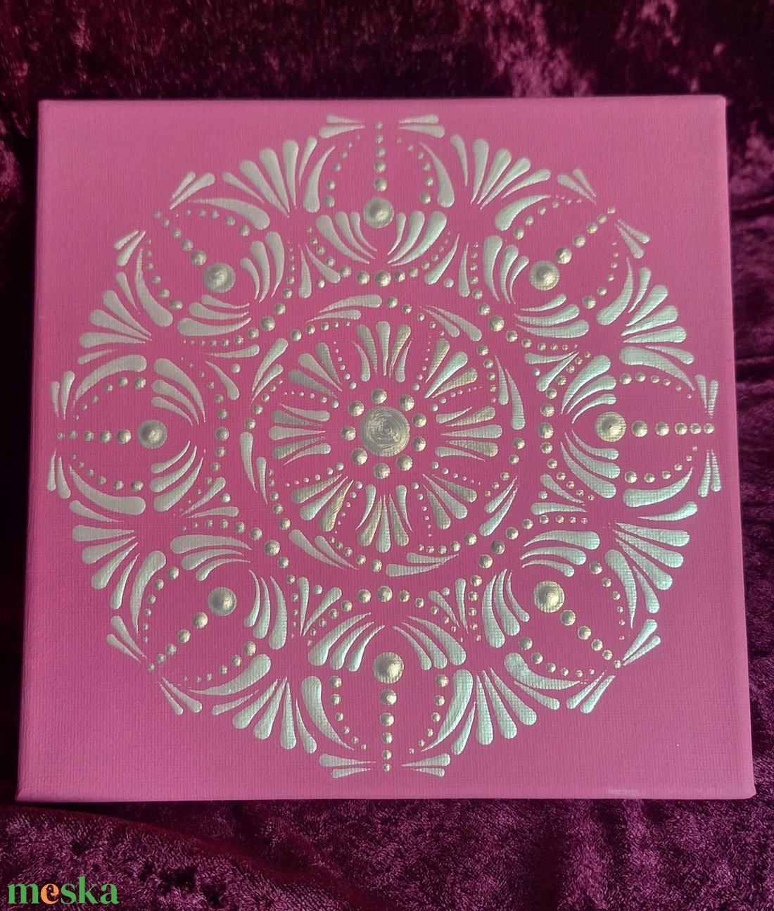 Magenta-Delux Selyem fényű pontozott mandala 20x20cm  - otthon & életmód - dekoráció - spiritualitás - mandala - Meska.hu