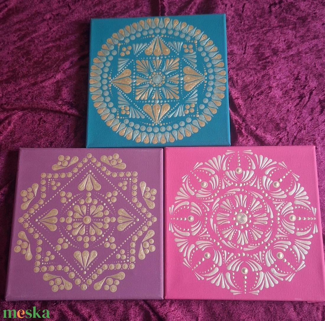 Türkiz Delux-Selyemfényű mandala 20x20cm  - otthon & életmód - dekoráció - spiritualitás - mandala - Meska.hu