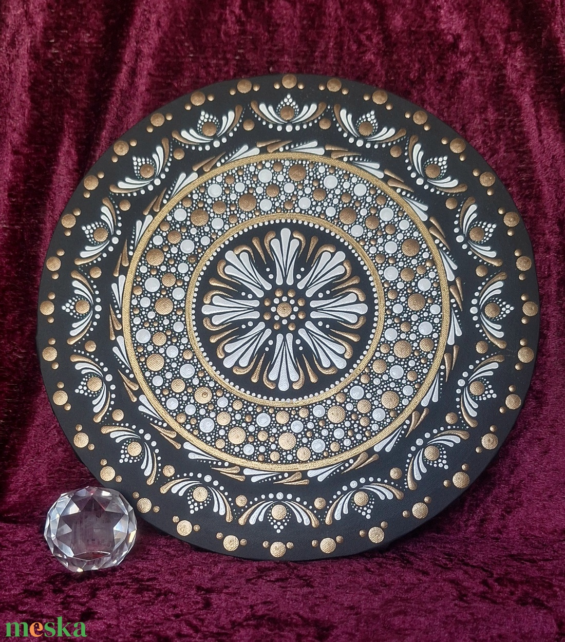 Kozmikus Rend- 30 cm-es feszített vászon, kézzel pontozott mandala  - otthon & életmód - dekoráció - spiritualitás - mandala - Meska.hu
