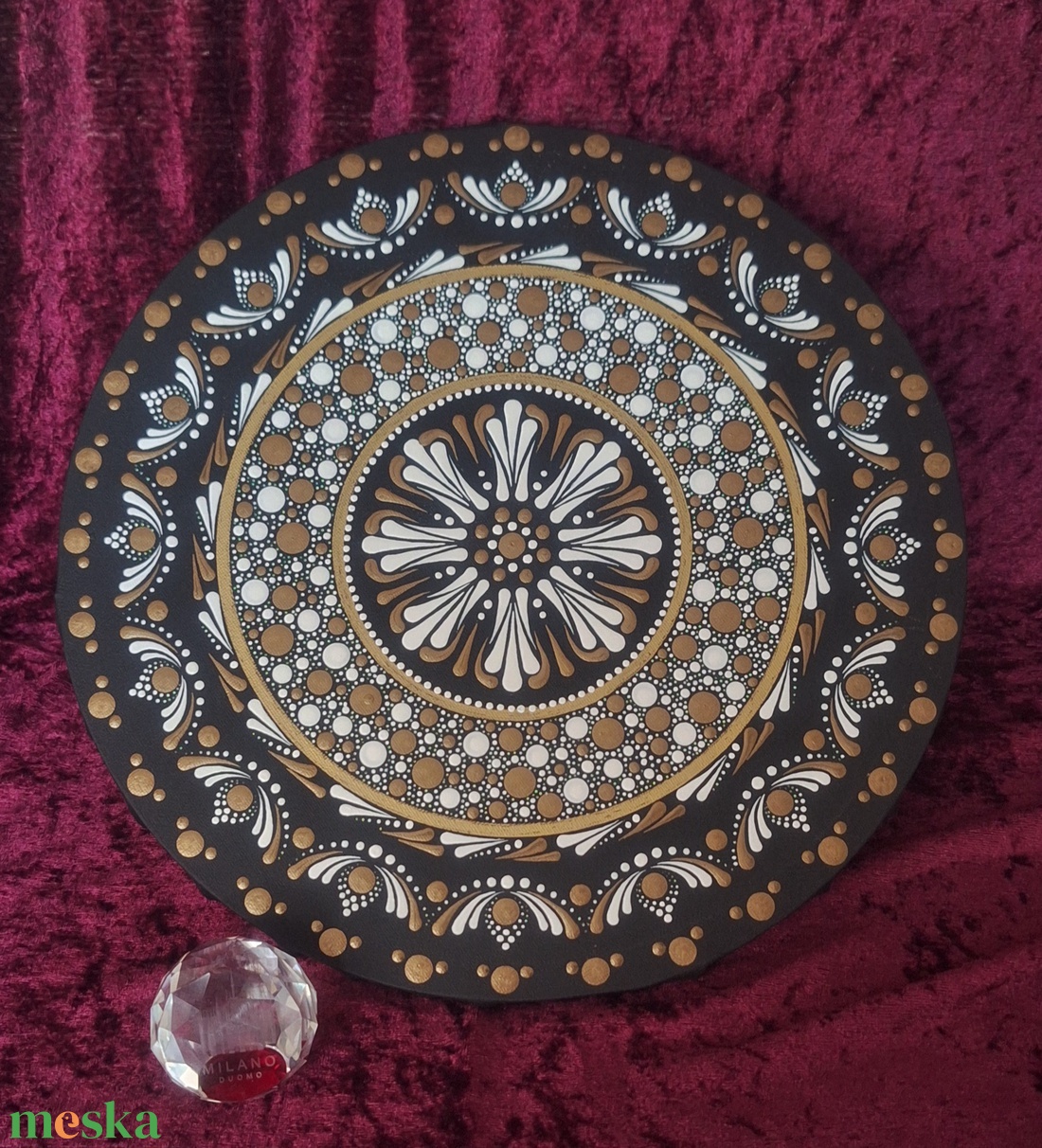 Kozmikus Rend- 30 cm-es feszített vászon, kézzel pontozott mandala  - otthon & életmód - dekoráció - spiritualitás - mandala - Meska.hu