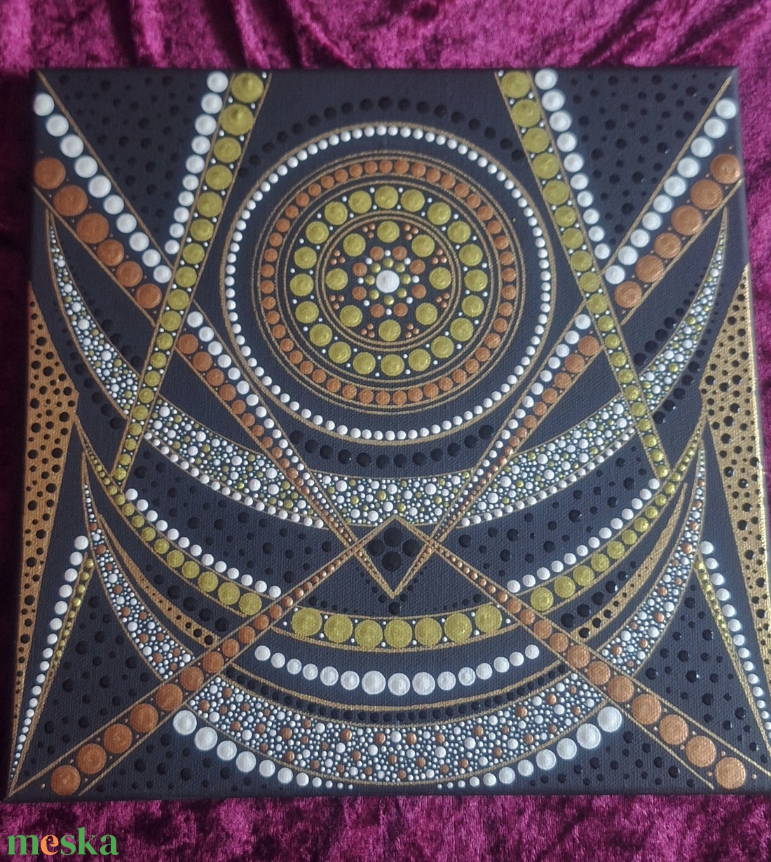 Geometrikus Mandala Energia-30x30cm - művészet - festmény - akril - Meska.hu