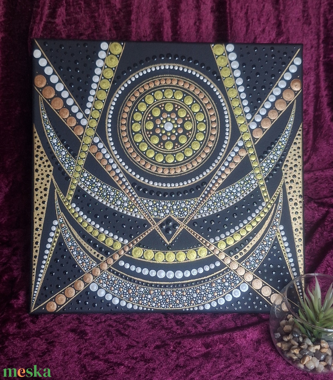 Geometrikus Mandala Energia-30x30cm - művészet - festmény - akril - Meska.hu