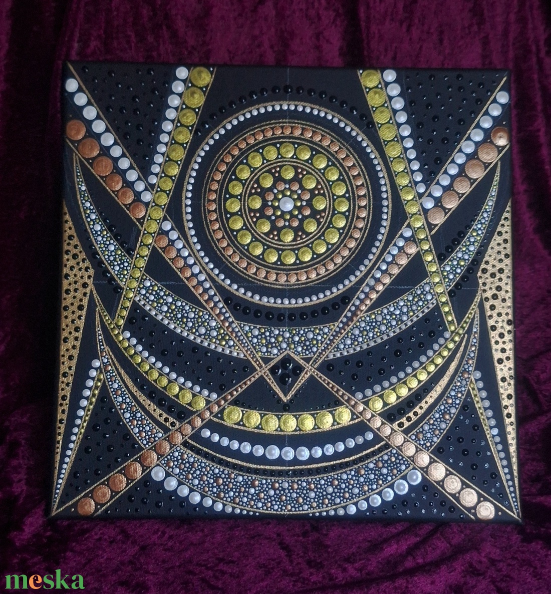 Geometrikus Mandala Energia-30x30cm - művészet - festmény - akril - Meska.hu