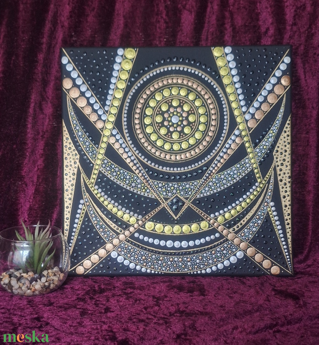 Geometrikus Mandala Energia-30x30cm - művészet - festmény - akril - Meska.hu