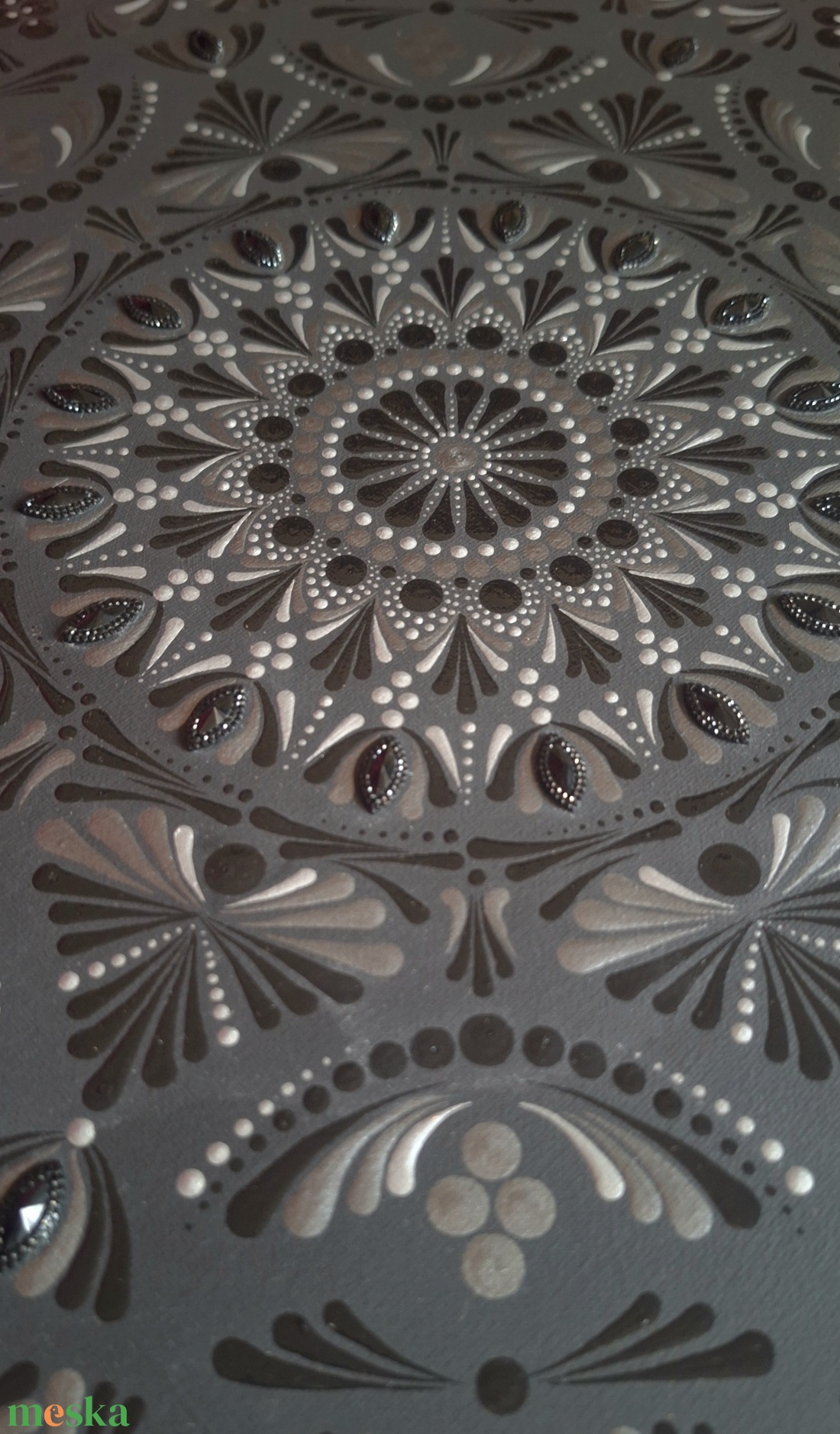 Éjféli Harmónia-kézzel pontozott mandala festmény 50cm - otthon & életmód - dekoráció - spiritualitás - mandala - Meska.hu