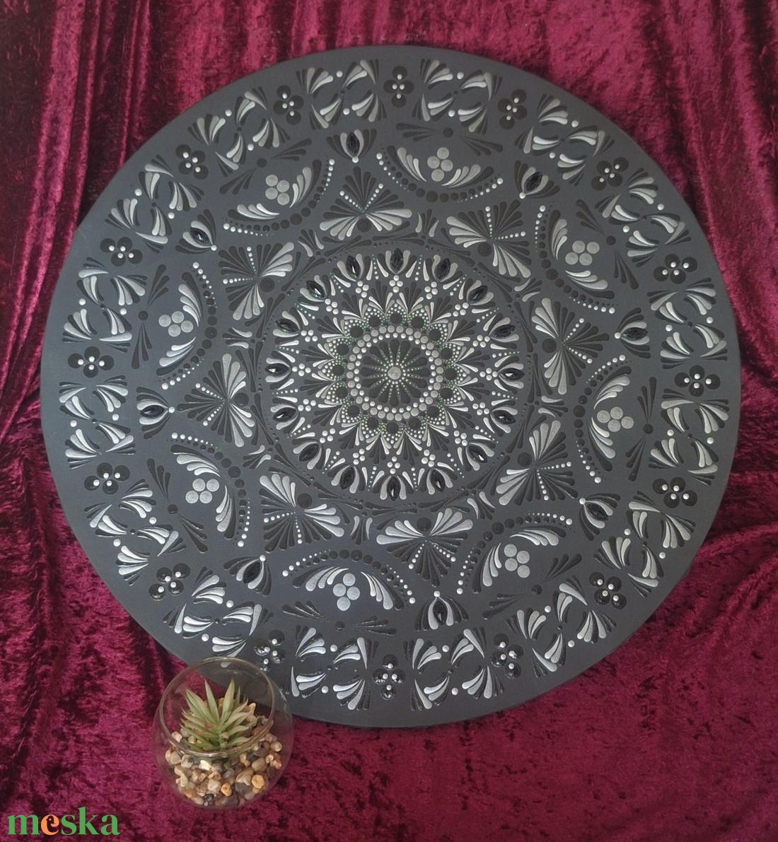 Éjféli Harmónia-kézzel pontozott mandala festmény 50cm - otthon & életmód - dekoráció - spiritualitás - mandala - Meska.hu