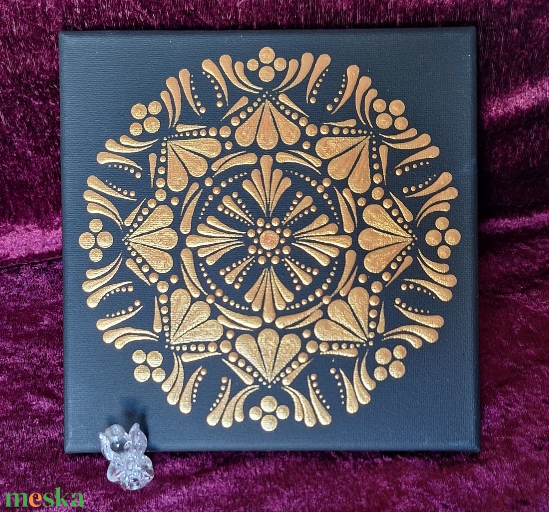 Aurum Mandala- 20x20 cm dotart akril festmény - otthon & életmód - dekoráció - spiritualitás - mandala - Meska.hu