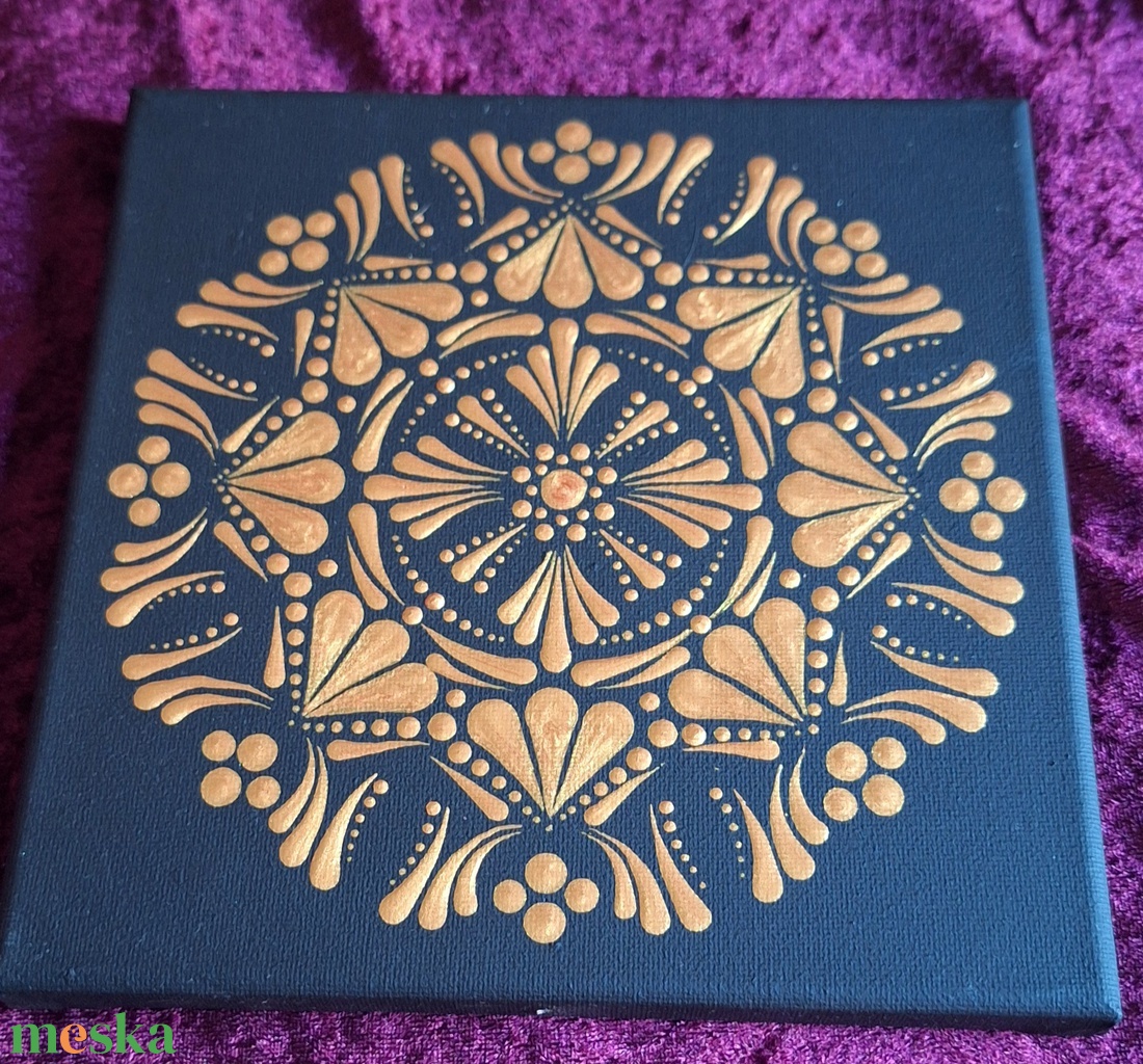 Aurum Mandala- 20x20 cm dotart akril festmény - otthon & életmód - dekoráció - spiritualitás - mandala - Meska.hu