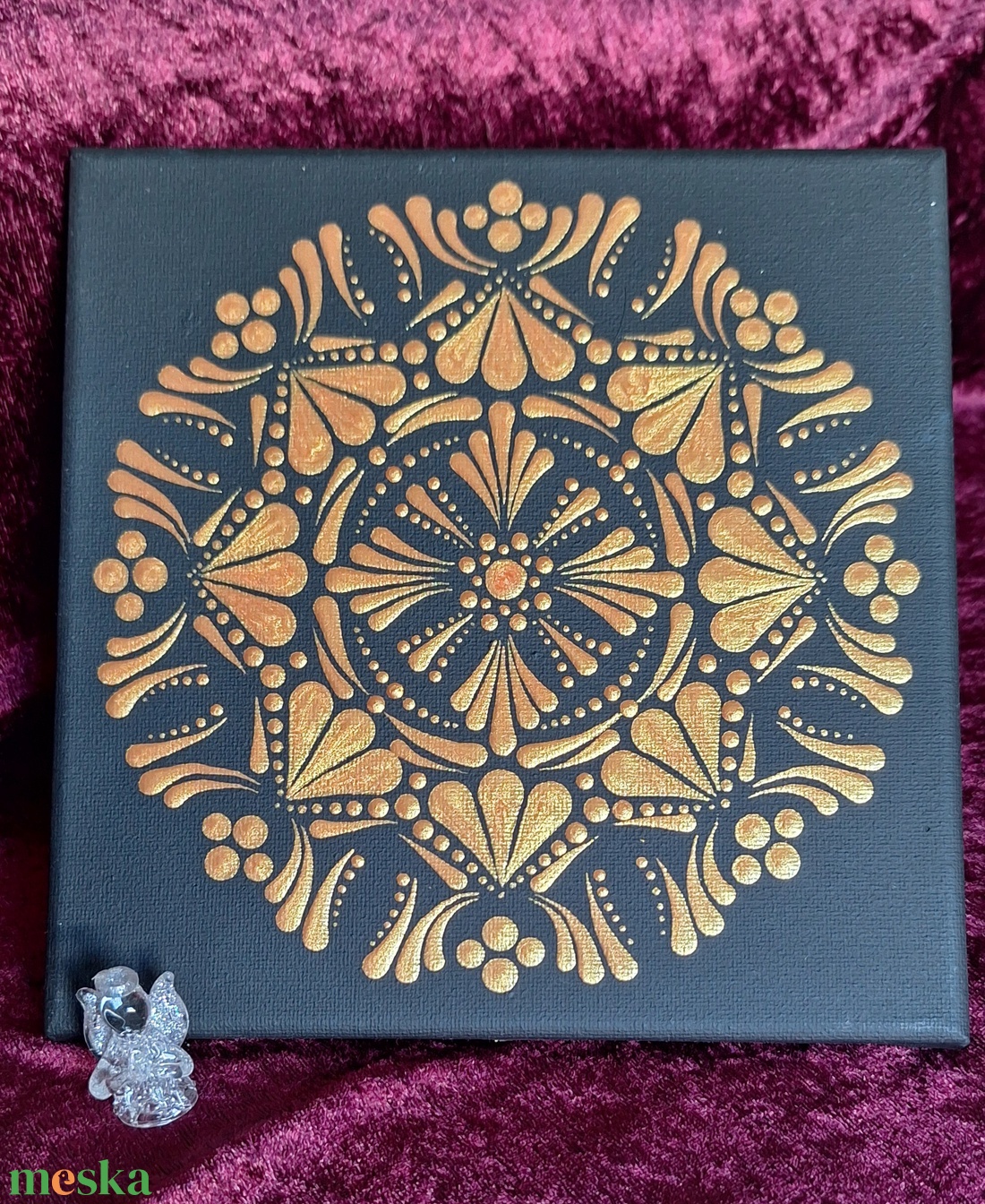 Aurum Mandala- 20x20 cm dotart akril festmény - otthon & életmód - dekoráció - spiritualitás - mandala - Meska.hu