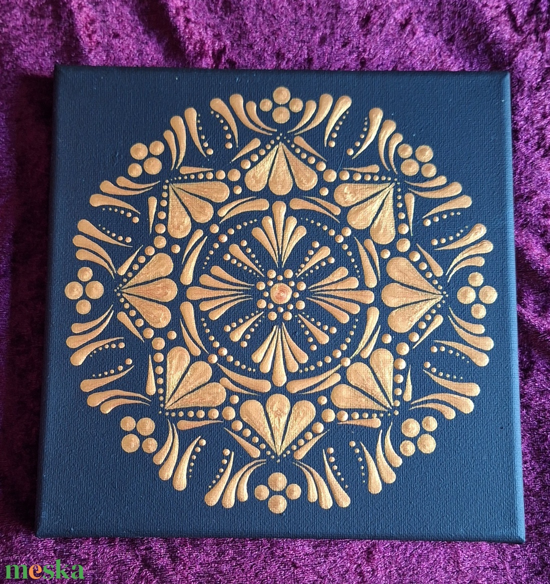 Aurum Mandala- 20x20 cm dotart akril festmény - otthon & életmód - dekoráció - spiritualitás - mandala - Meska.hu