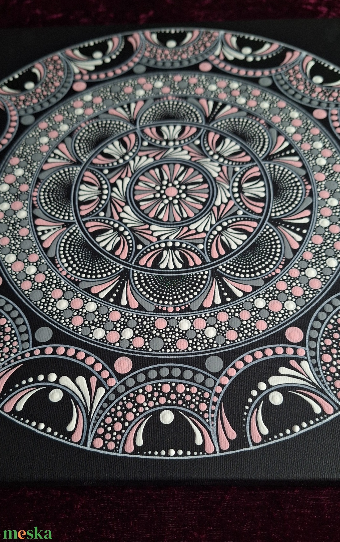 Rózsaszín Harmónia- Egyedi pontozott mandala fali kép-40x40 cm - otthon & életmód - dekoráció - spiritualitás - mandala - Meska.hu