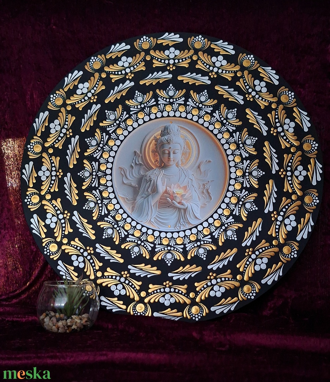 Buddha Mandala falukép- spirituális lakásdekor 50cm - otthon & életmód - dekoráció - spiritualitás - mandala - Meska.hu