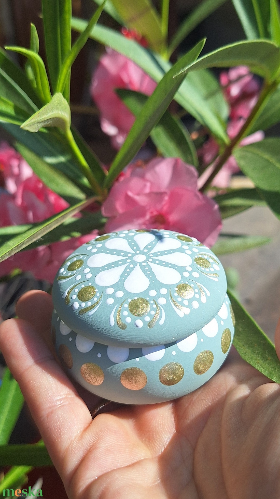  Mandala Mécsestartó Tetővel � Zsályazöld és Arany - otthon & életmód - gyertya, illat, aroma - mécses és mécsestartó - Meska.hu