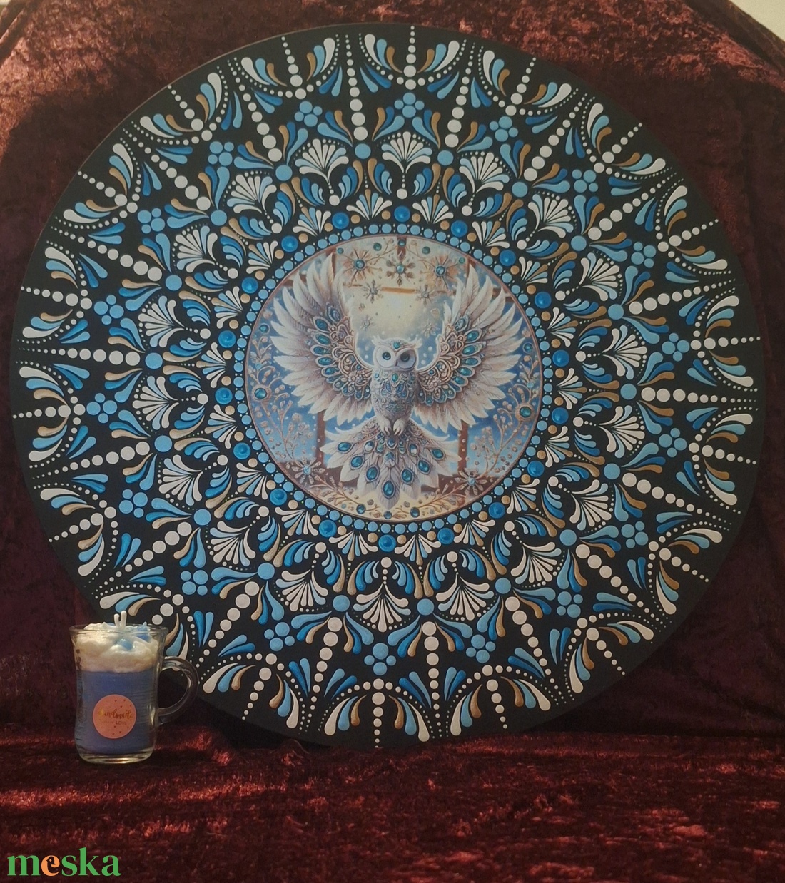 Bölcsesség és Védelem -misztikus bagoly mandala- 50cm - otthon & életmód - dekoráció - spiritualitás - mandala - Meska.hu
