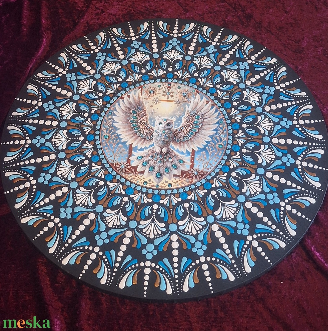 Bölcsesség és Védelem -misztikus bagoly mandala- 50cm - otthon & életmód - dekoráció - spiritualitás - mandala - Meska.hu