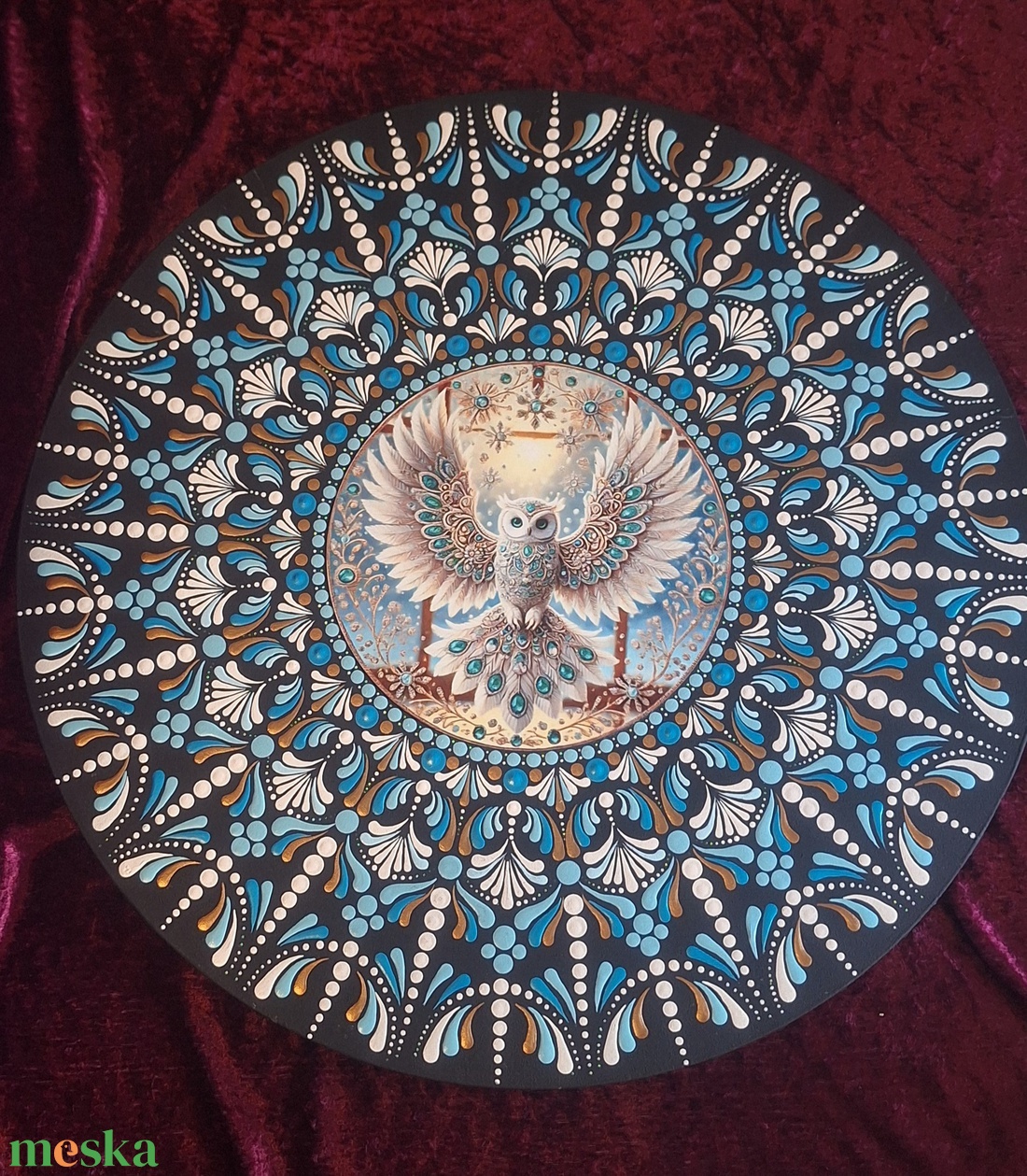 Bölcsesség és Védelem -misztikus bagoly mandala- 50cm - otthon & életmód - dekoráció - spiritualitás - mandala - Meska.hu
