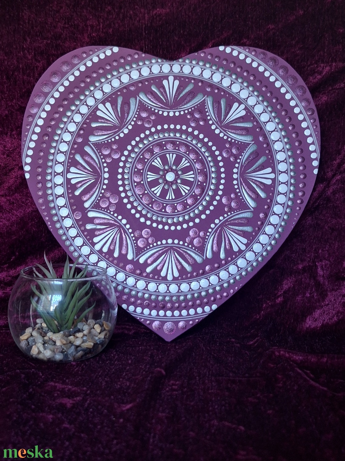 Pink Love-mandala-30cm -Dekoráció  - művészet - festmény - akril - Meska.hu