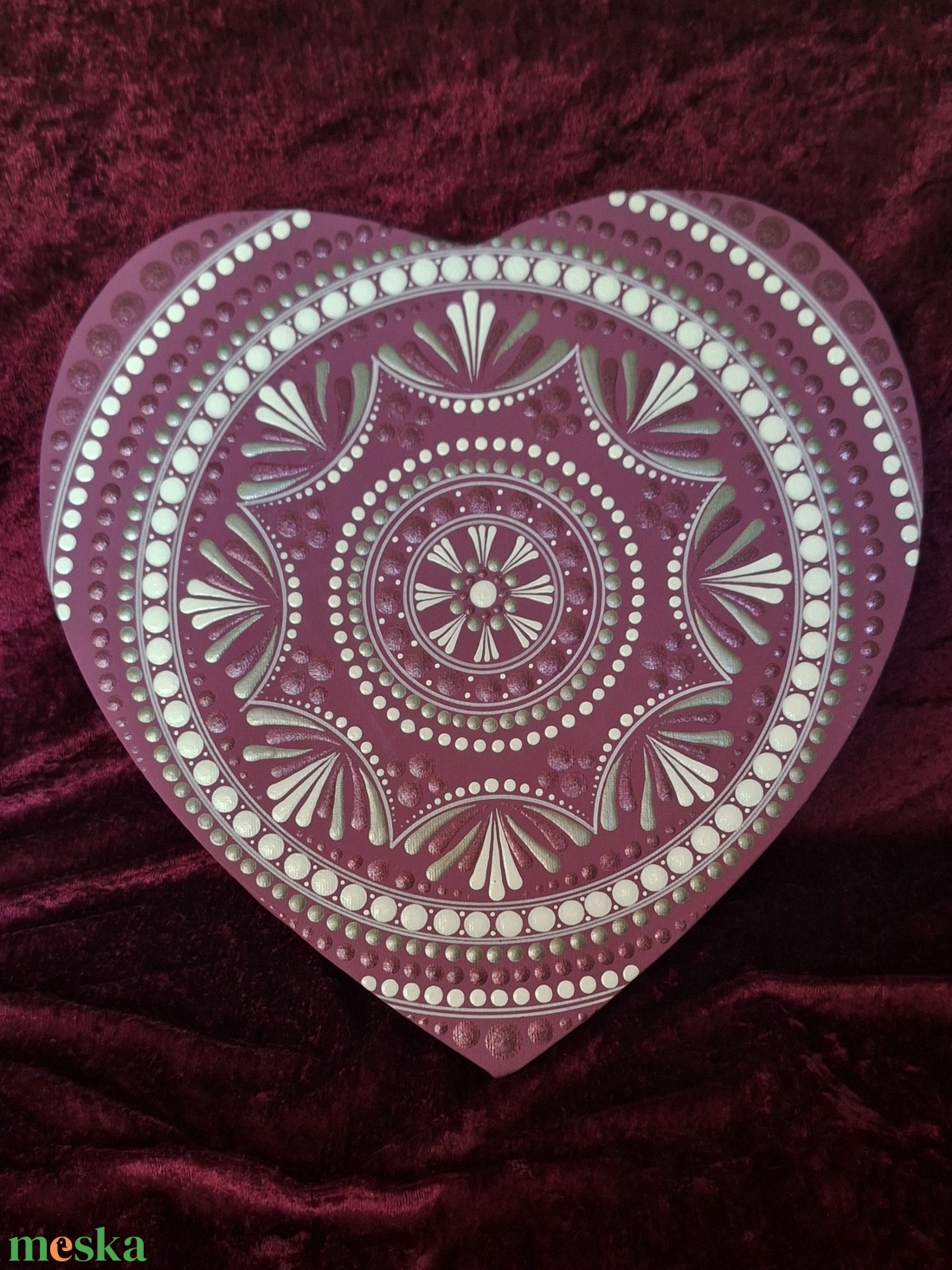 Pink Love-mandala-30cm -Dekoráció  - művészet - festmény - akril - Meska.hu