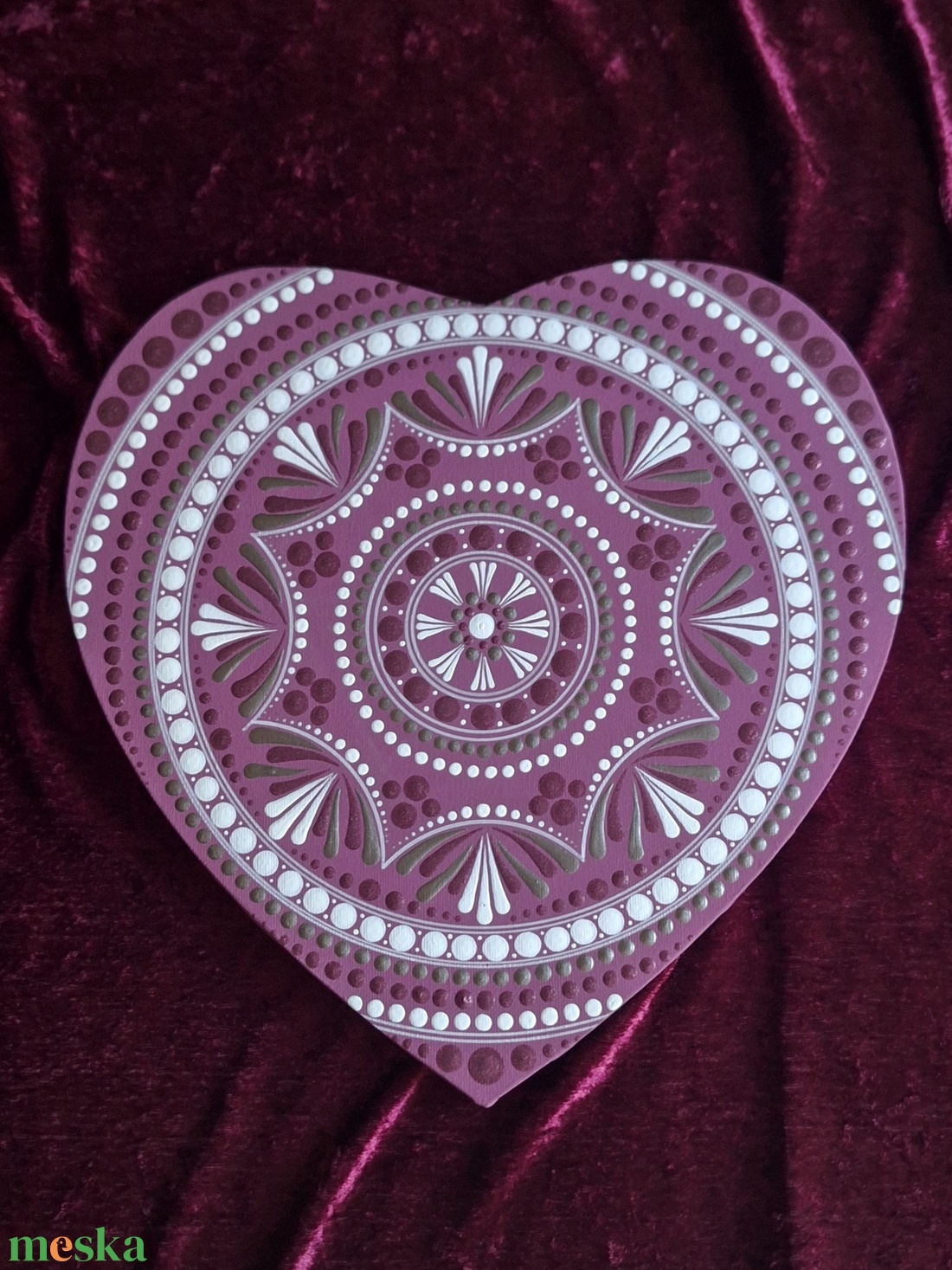 Pink Love-mandala-30cm -Dekoráció  - művészet - festmény - akril - Meska.hu