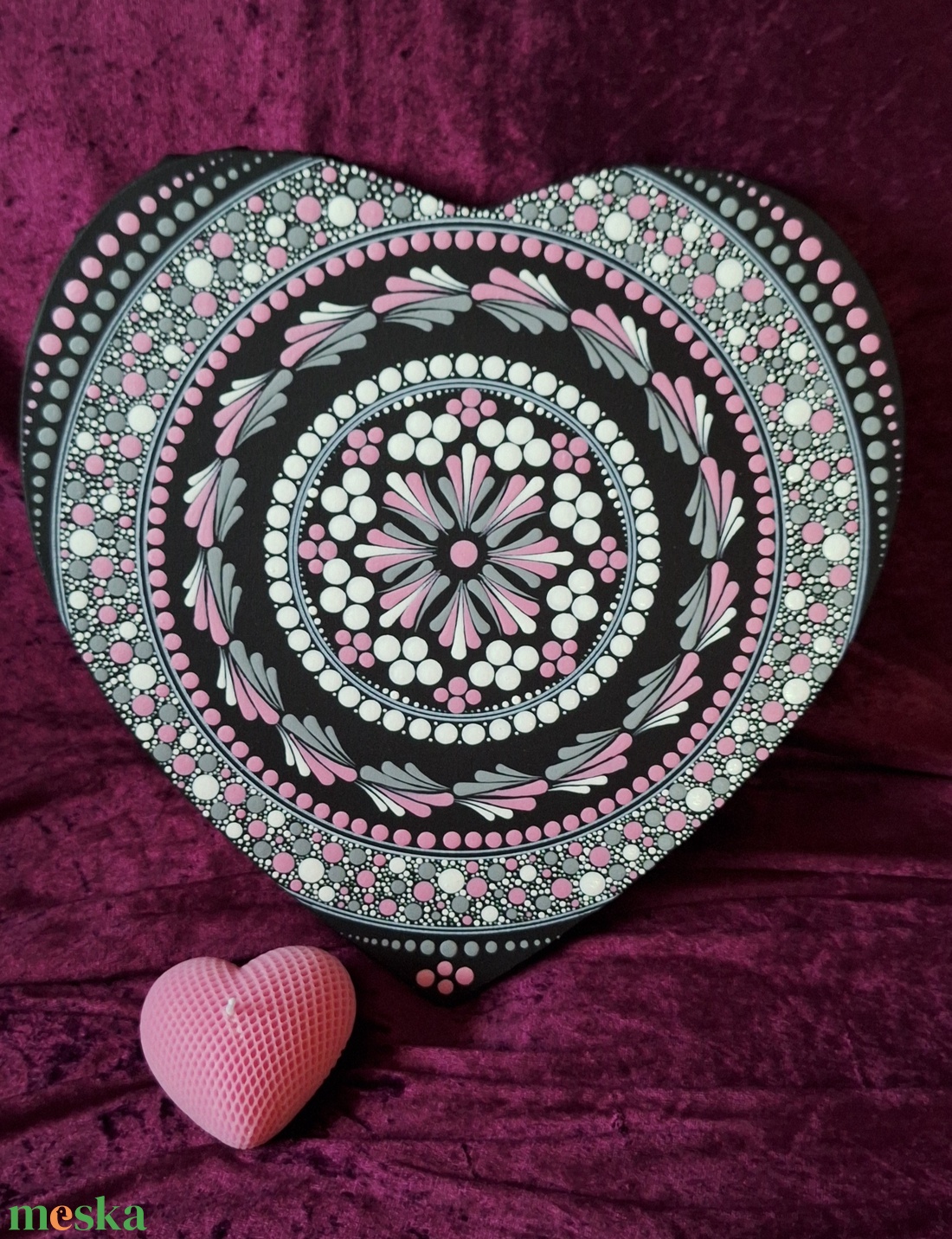 Szeretet mandala-30cm-feszített vászon  - művészet - festmény - akril - Meska.hu