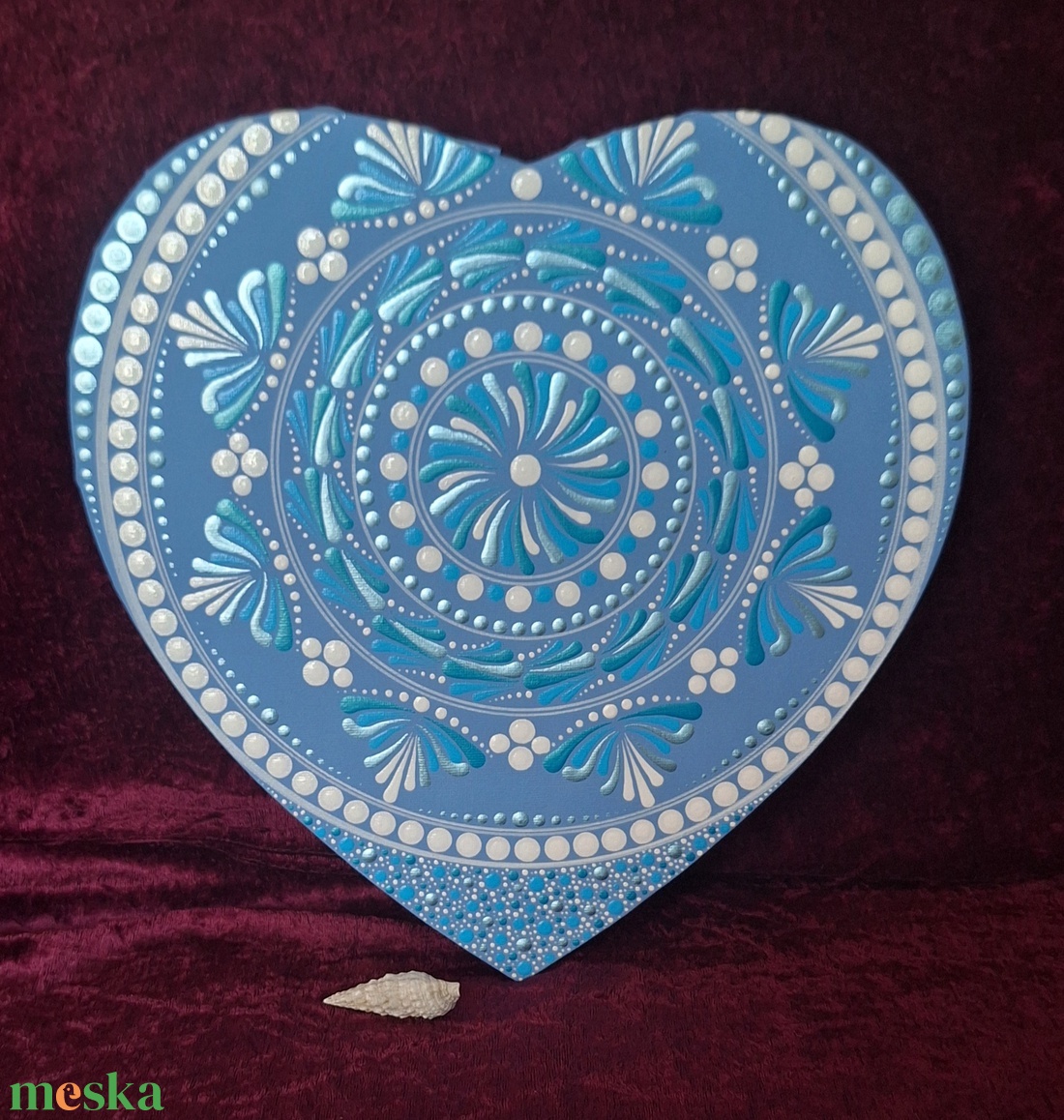Nyugalom szív alakú mandala 28-30 cm - művészet - festmény - akril - Meska.hu
