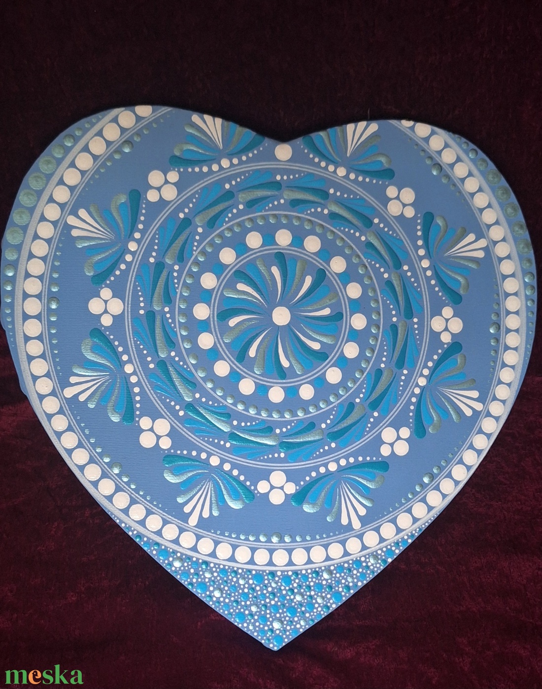 Nyugalom szív alakú mandala 28-30 cm - művészet - festmény - akril - Meska.hu